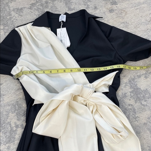 NWT Rosie Assoulin Sash Yay Dress Two Tone Wrap Maxi Black White Sz 8 - Picture 11 of 15